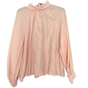 NEW ZARA PINK PEARL CUFF BLOUSE SHIRT SZ XL BARBIECORE FEMININE